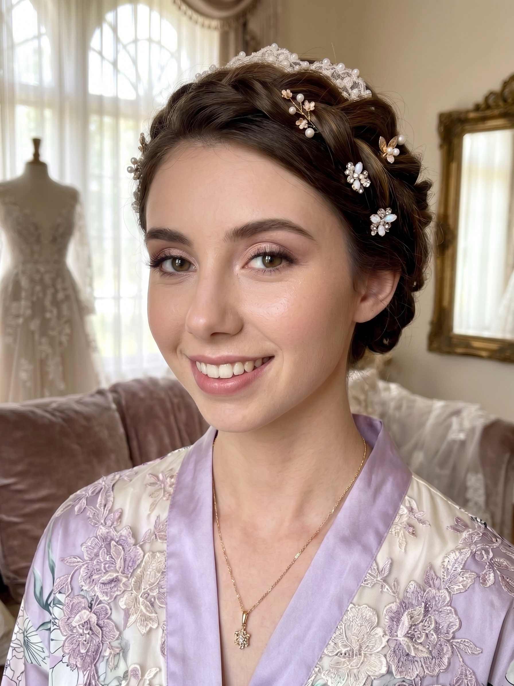 Soft bridal makeup, close portrait